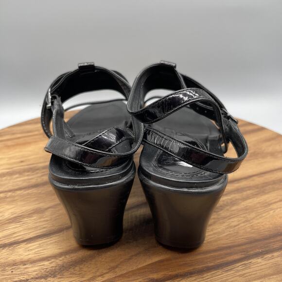 Dansko Sandals Womens 10.5 / 41 Black Wedge Platform Elastic Strap Comfort Shoes - Picture 4 of 8